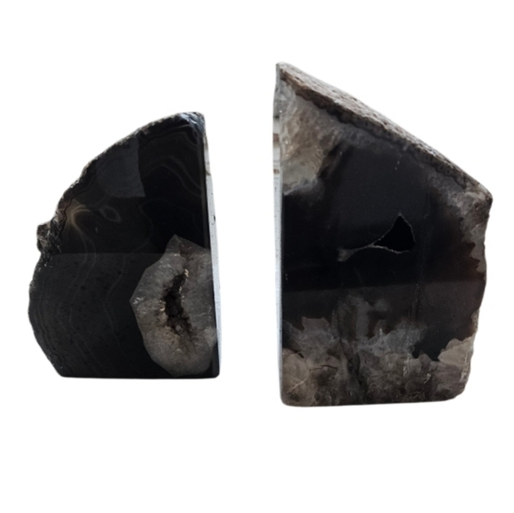 Agate Polished Bookends Dark Brown & Criystal 5,8 Lbs - Picture 2 of 9